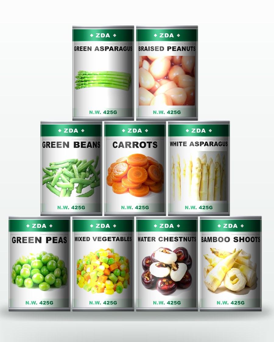 ZDA canned vegetables: green beans, carrots, asparagus and peas